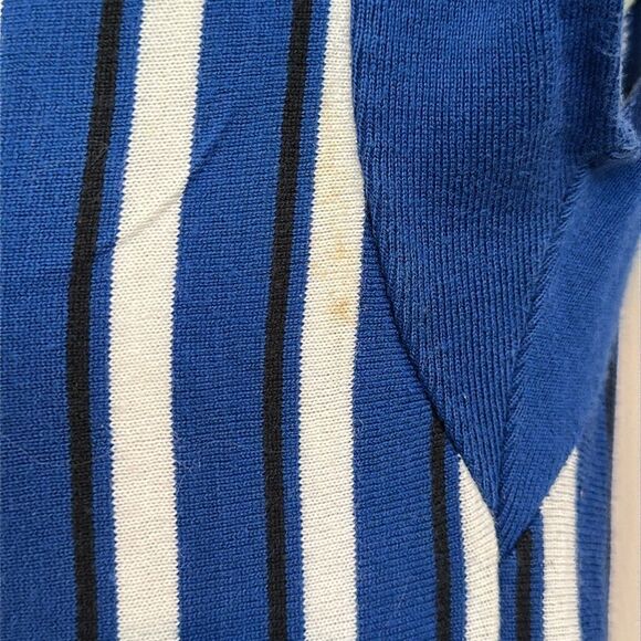 Vintage 60s Jantzen Navy & White Vertical Striped Sleeveless Top with Ribbed Hem - Picture 4 of 7